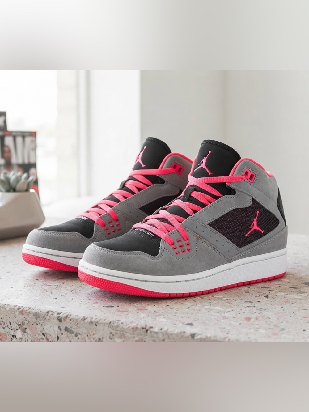 Jordan Kids Mid-Top Sneakers - Gray & Red